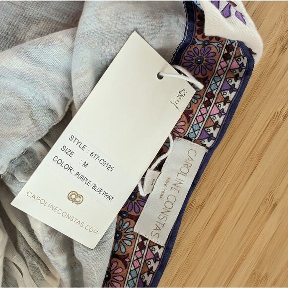 NWT Caroline Constas Blue Floral Print Cotton Sleeveless Midi Maxi Dress, size M - Picture 4 of 10